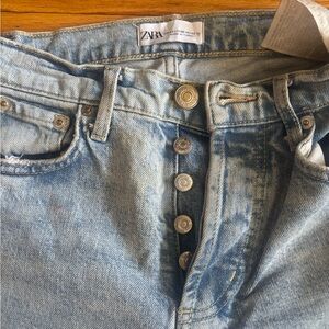 Zara Sky Blue Button-Fly Jeans